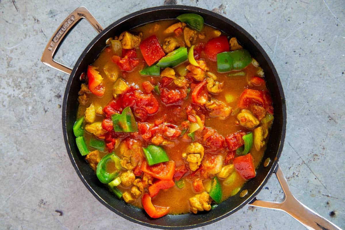 all the ingredients are in the pan and the curry is ready to be cooked