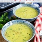 pale green freshly made courgette soup ready to be enjoyed