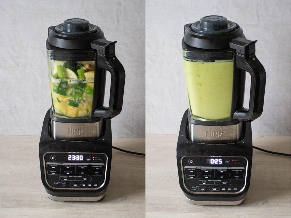 a collage firstly the sup maker at the start of the cycle secondly at the end during the final blend