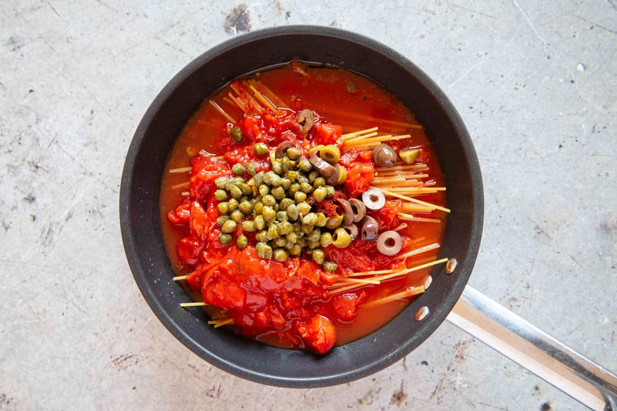 all the ingredients have been added to the pan