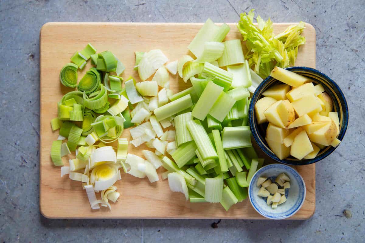 Preparing the ingredients before making the soup
