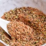 close up of a bowl full of gyro seasoning