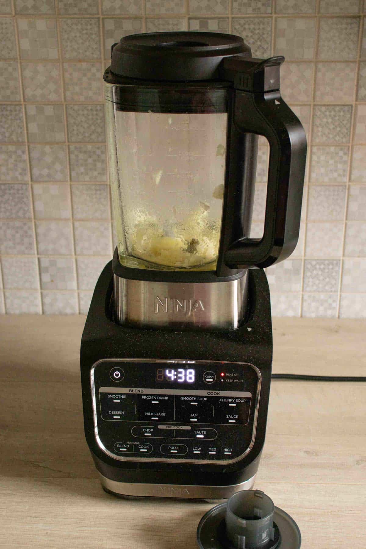sauteing onion in the soup maker leaving out the central bung to the steam can escape