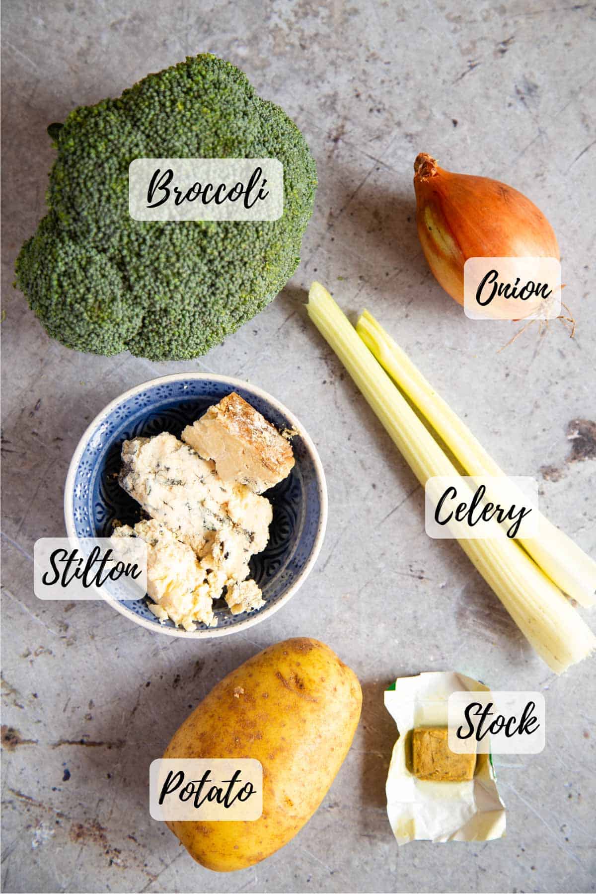 ingredients for the soup laid out ready to cook