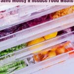 An open freezer packed with fresh produce