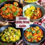 4 bowls of different curries
