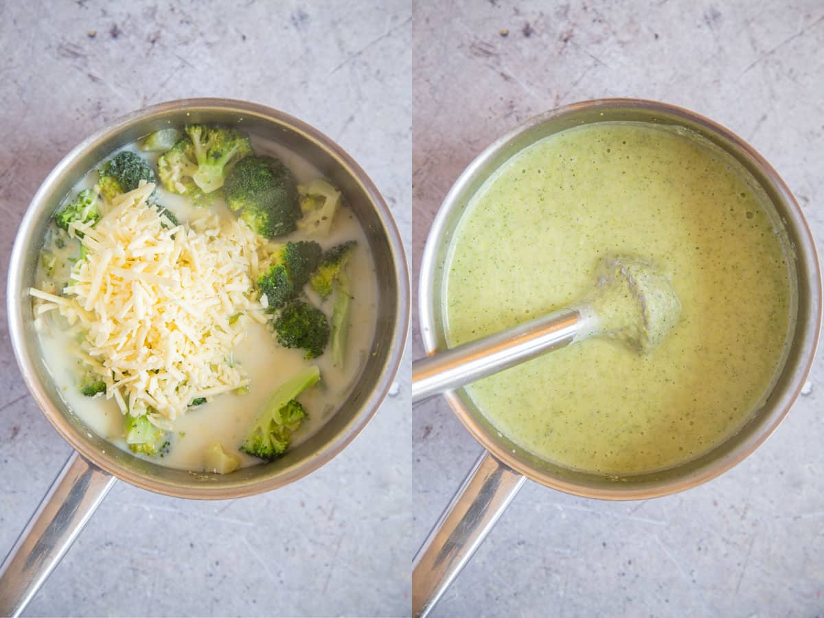 the final stage is to add the cheese and then blend the soup