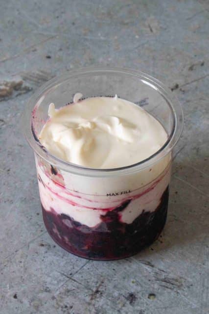 Yoghurt is added up to the max fill line