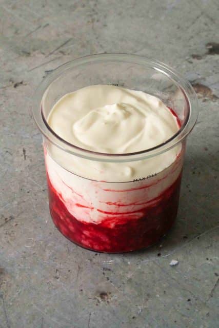 Before mixing the yogurt has been added to take the pot up to the max fill line