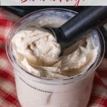 Ninja creami banana froyo being scooped from the pot