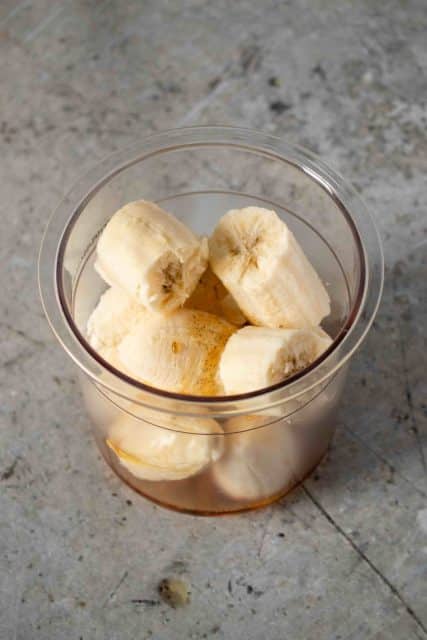Banana chunks ready to be mashed with a fork
