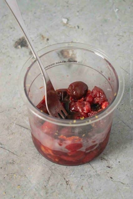 Then all the ingredients are mashed together with a fork