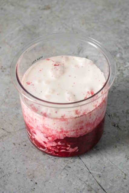 The cream is added to the max fill line