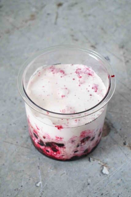 Cream has been added up to the max fill line on top of all the other ingredients