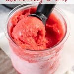 Strawberry sorbet being scooped out of the ninja creami pot