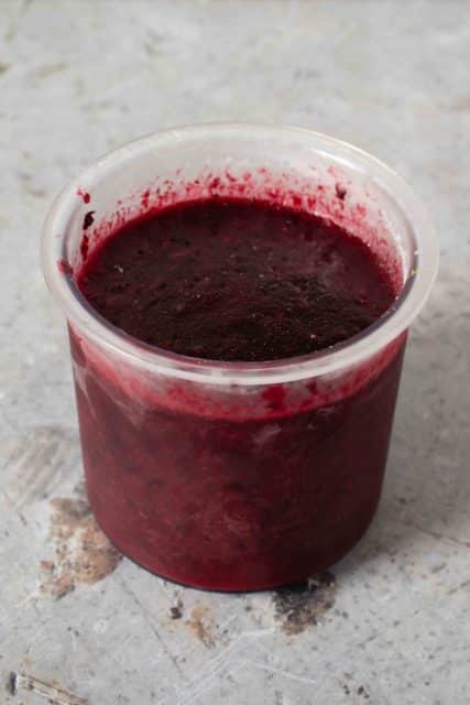 The frozen sorbet is ready to process