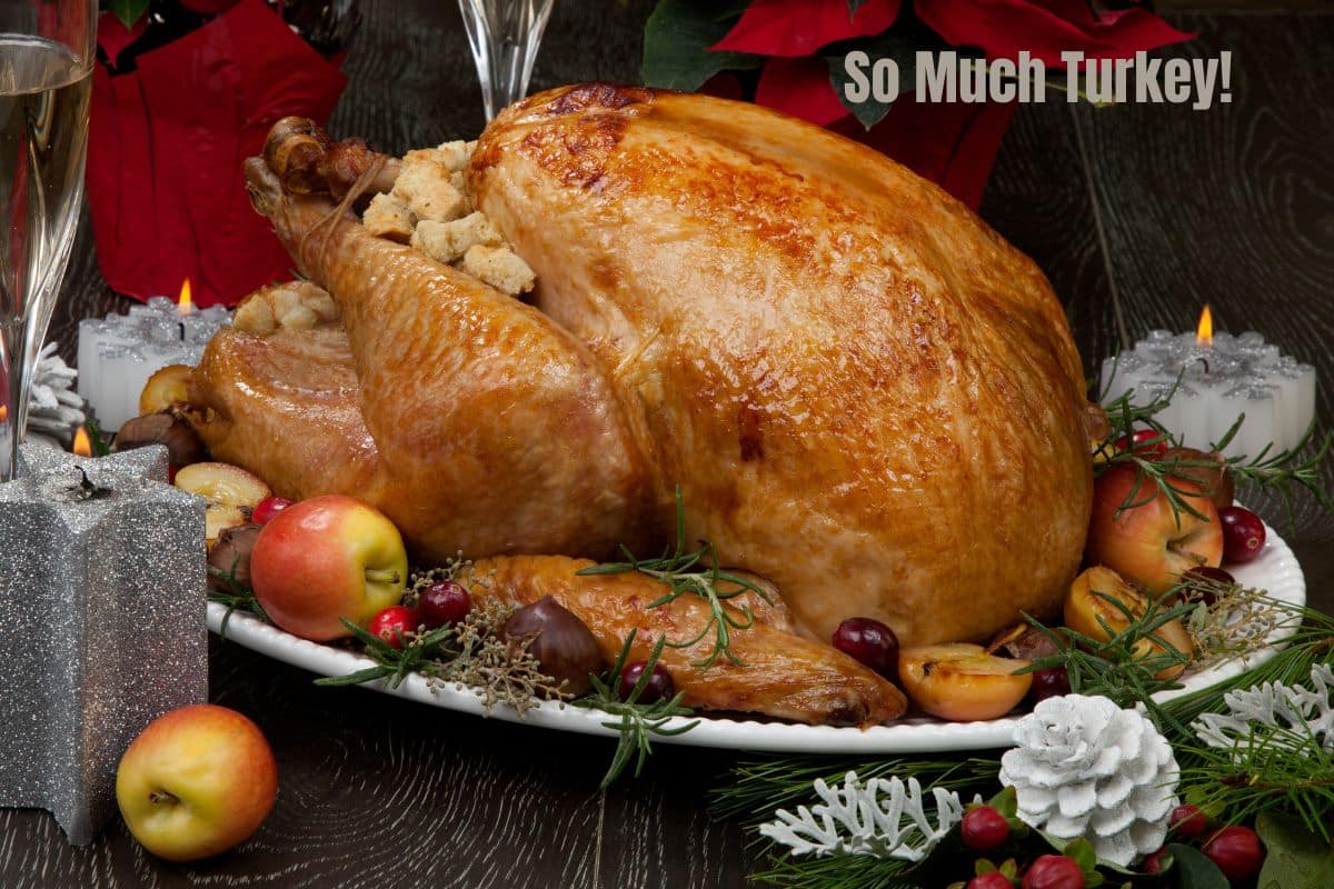 a golden brown roasted turkey on the Christmas table