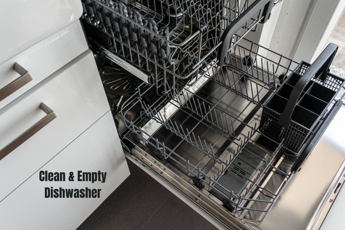 A clean and empty dishwasher